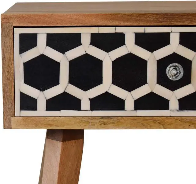 Alt view image 3 of 7 - Artisan Furniture Bone Inlay Bedside with Tapered Legs