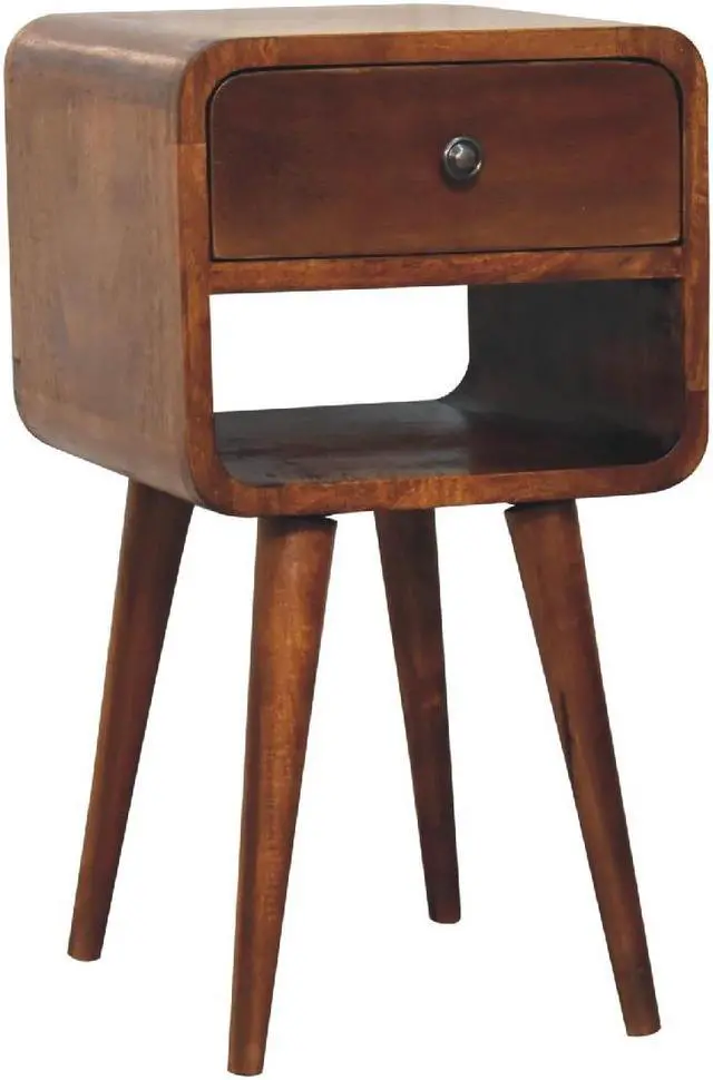 Alt view image 2 of 7 - Mini Chestnut Curved Bedside with Lower Slot