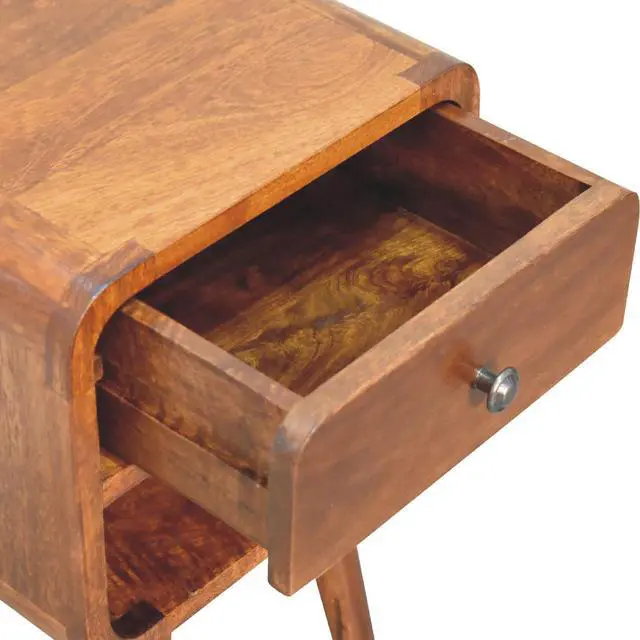 Alt view image 3 of 7 - Mini Chestnut Curved Bedside with Lower Slot