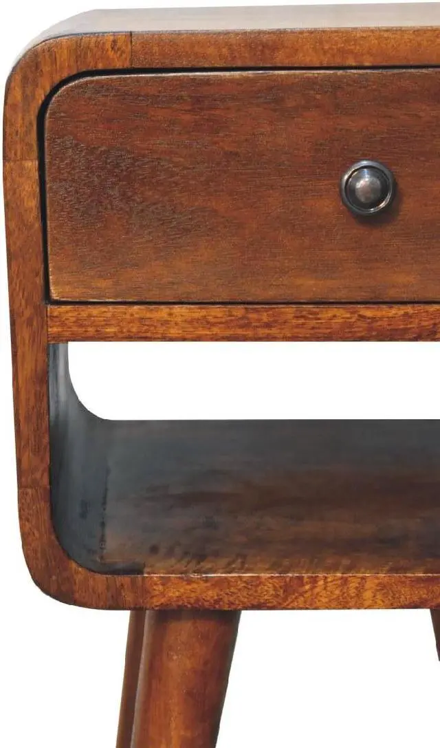 Alt view image 6 of 7 - Mini Chestnut Curved Bedside with Lower Slot