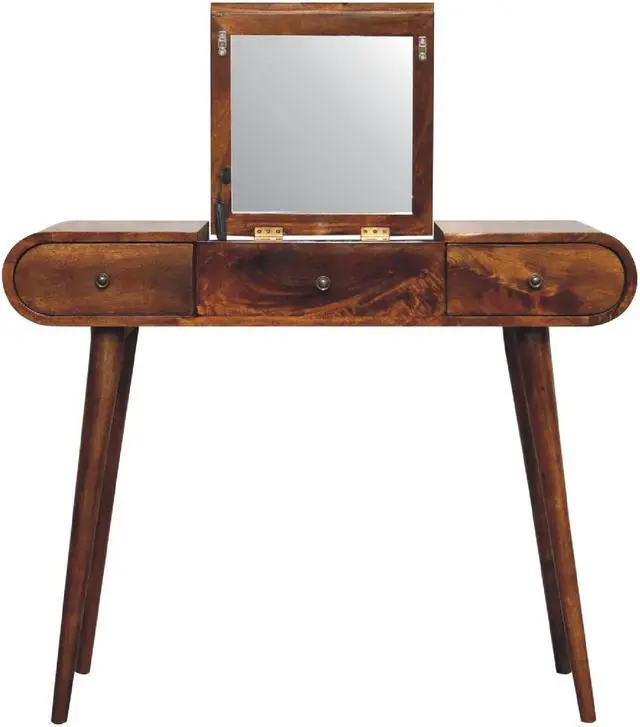 Main image of Chestnut Dressing Table with Foldable Mirror