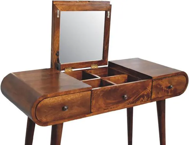 Alt view image 4 of 7 - Chestnut Dressing Table with Foldable Mirror