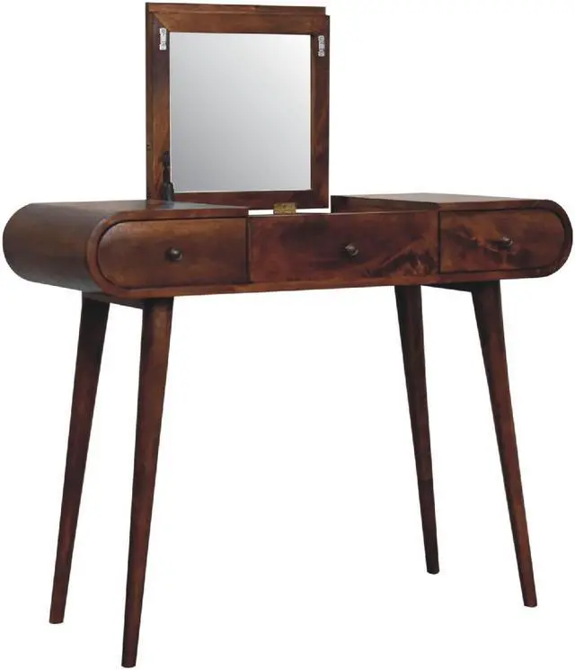 Alt view image 5 of 7 - Chestnut Dressing Table with Foldable Mirror