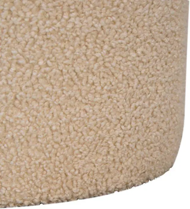 Alt view image 6 of 7 - Boucle Round Footstool with Bufallo Leather Piping