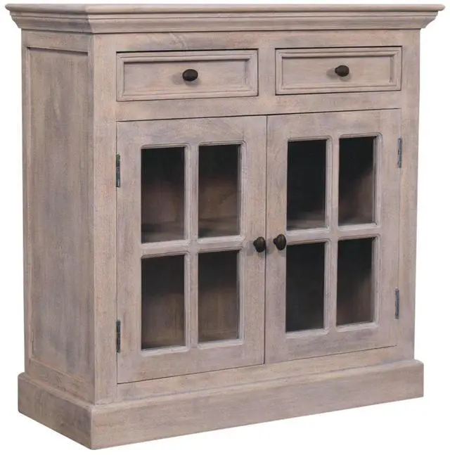 Alt view image 3 of 3 - Artisan Furniture Stone Finish Cabinet with Glazed Doors