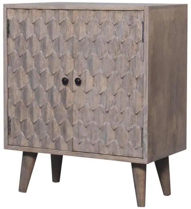 Alt view image 2 of 7 - Artisan Furniture Mini Pineapple Carved Stone Finish Cabinet