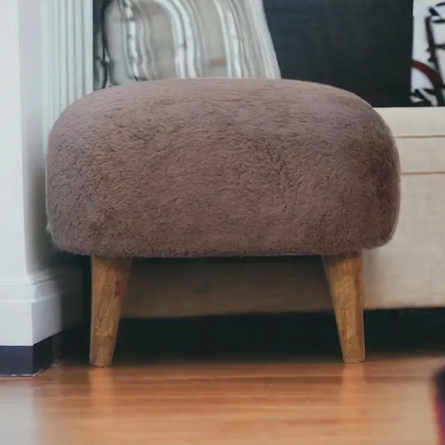 Main image of Artisan Furniture Mocha Faux Fur Square Stool