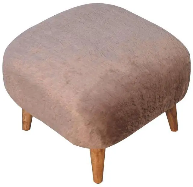 Alt view image 3 of 7 - Artisan Furniture Mocha Faux Fur Square Stool