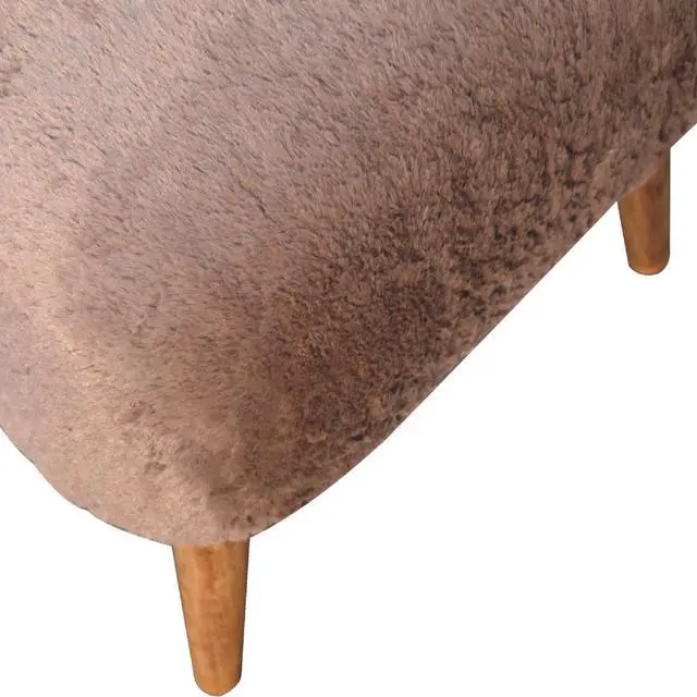 Alt view image 4 of 7 - Artisan Furniture Mocha Faux Fur Square Stool