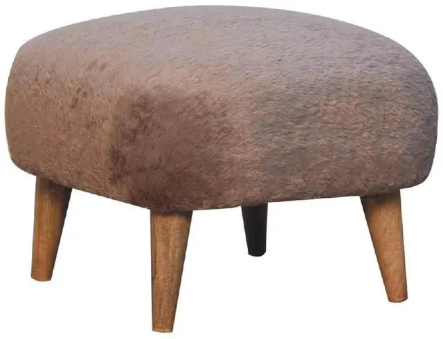 Alt view image 7 of 7 - Artisan Furniture Mocha Faux Fur Square Stool