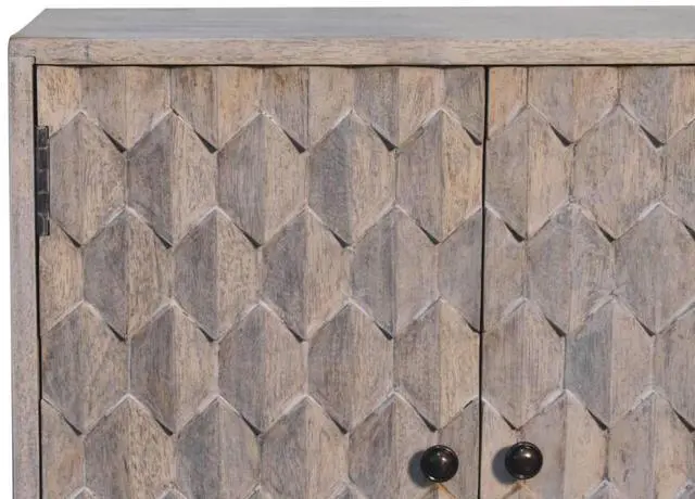 Alt view image 4 of 7 - Artisan Furniture Mini Pineapple Carved Stone Finish Cabinet