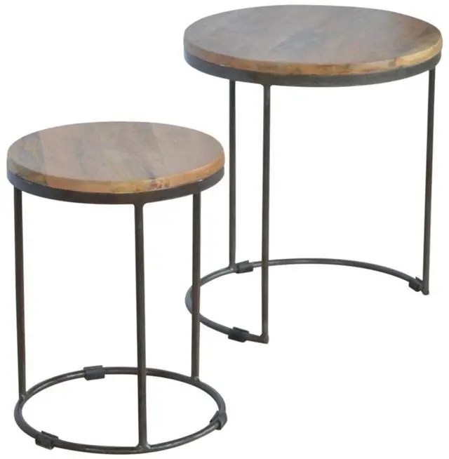 Alt view image 4 of 7 - Artisan Furniture Round Stool Set of 2 with Iron Base