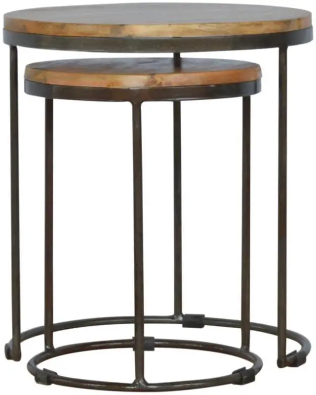 Alt view image 7 of 7 - Artisan Furniture Round Stool Set of 2 with Iron Base