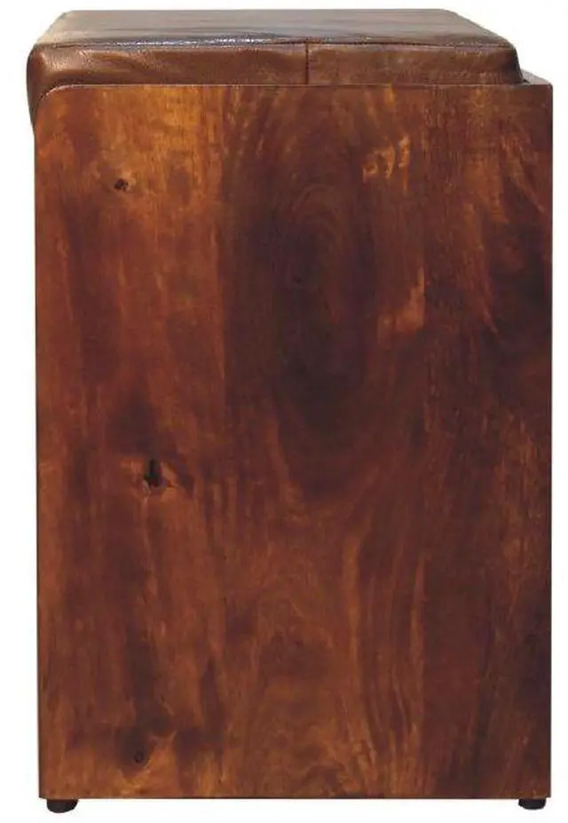Alt view image 7 of 7 - Artisan Furniture Buffalo Hide Pull out Chestnut Shoe Storage Bench