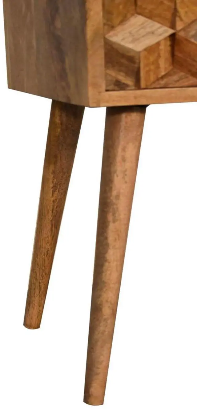 Alt view image 7 of 7 - Artisan Furniture Solid Wood Mini Cube Carved 2 Drawer nightstand