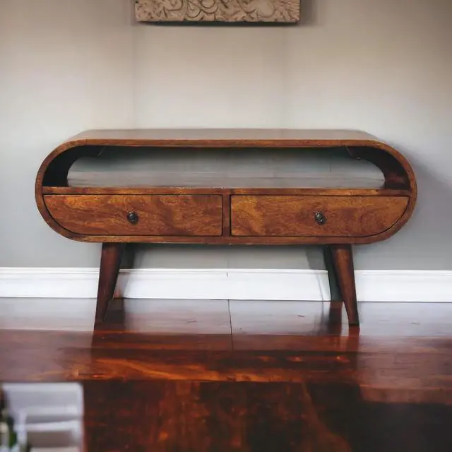 Main image of Artisan Furniture Solid Wood Chestnut Circular TV Stand