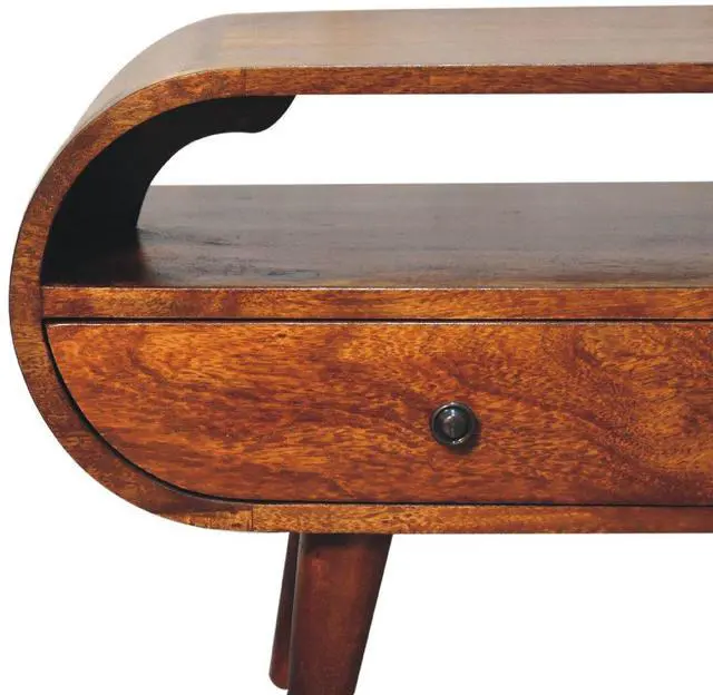 Alt view image 5 of 7 - Artisan Furniture Solid Wood Chestnut Circular TV Stand