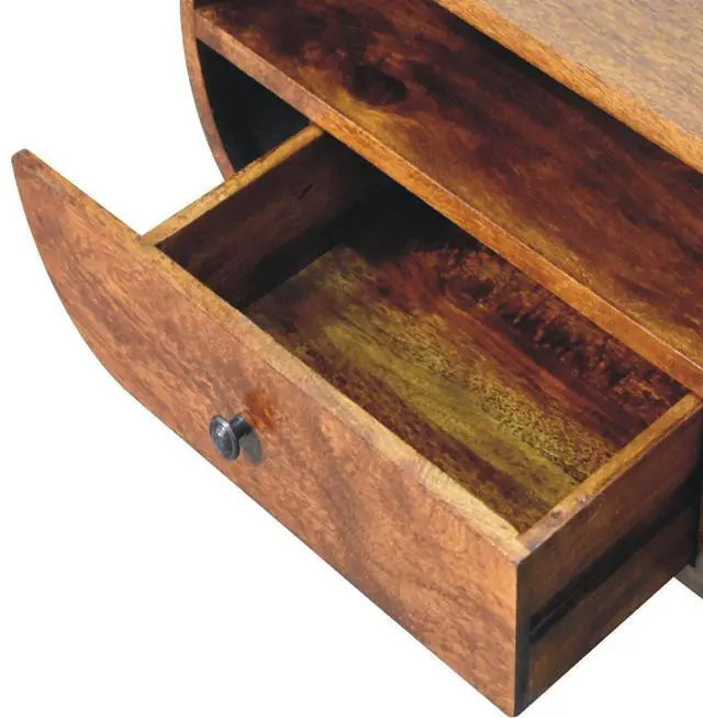 Alt view image 7 of 7 - Artisan Furniture Solid Wood Chestnut Circular TV Stand