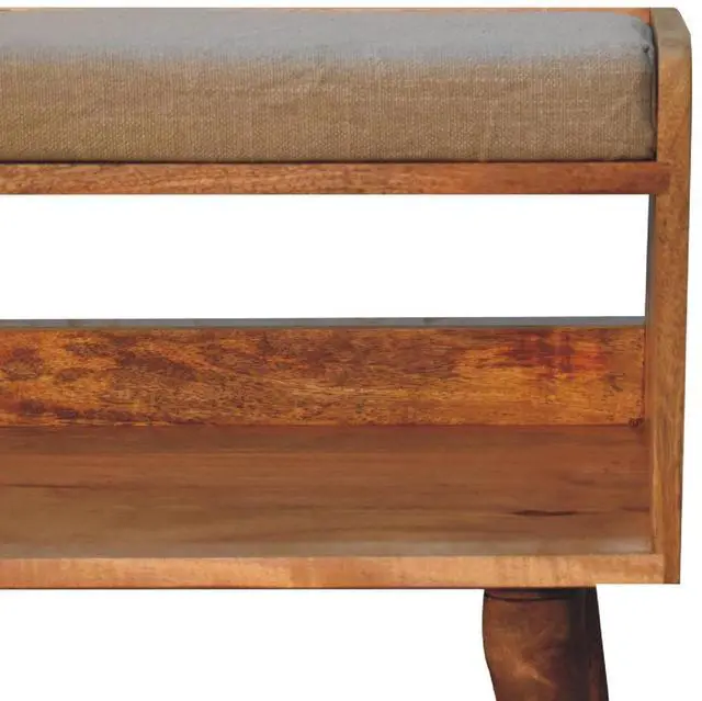 Alt view image 5 of 7 - Artisan Furniture Solid Wood Oak-ish Nordic Storage Bench With Mud Linen