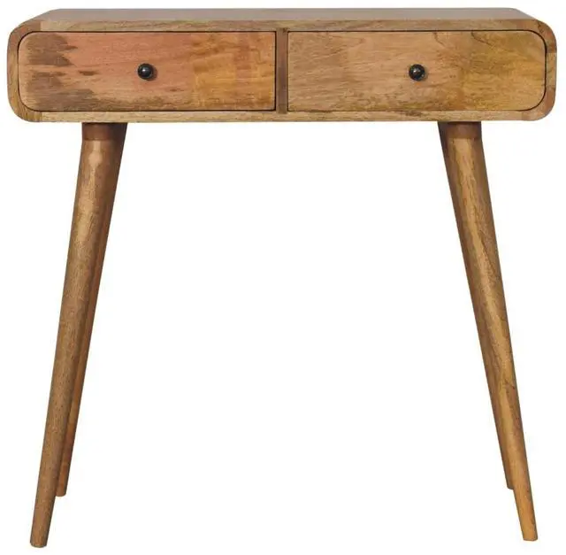 Alt view image 7 of 7 - Artisan Furniture Solid Wood Oak-ish Curved Hallway Table