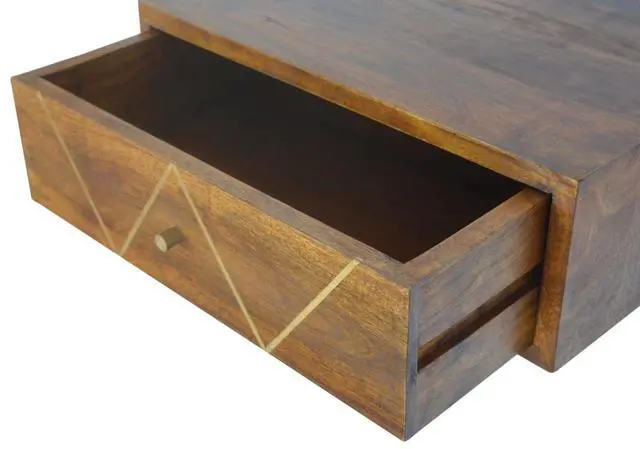 Alt view image 2 of 7 - Artisan Furniture Solid Wood Floating Chestnut Brass Nightstand