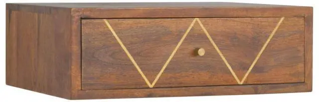 Alt view image 5 of 7 - Artisan Furniture Solid Wood Floating Chestnut Brass Nightstand