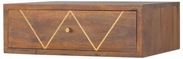 Alt view image 6 of 7 - Artisan Furniture Solid Wood Floating Chestnut Brass Nightstand