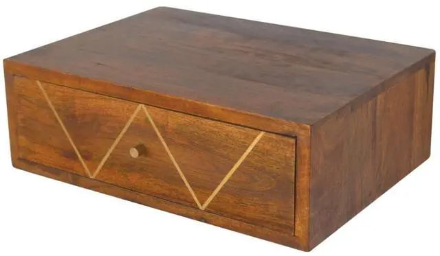 Alt view image 3 of 7 - Artisan Furniture Solid Wood Floating Chestnut Brass Nightstand