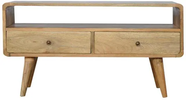 Alt view image 2 of 7 - Artisan Furniture Solid Wood Curved Oak-ish Media Unit