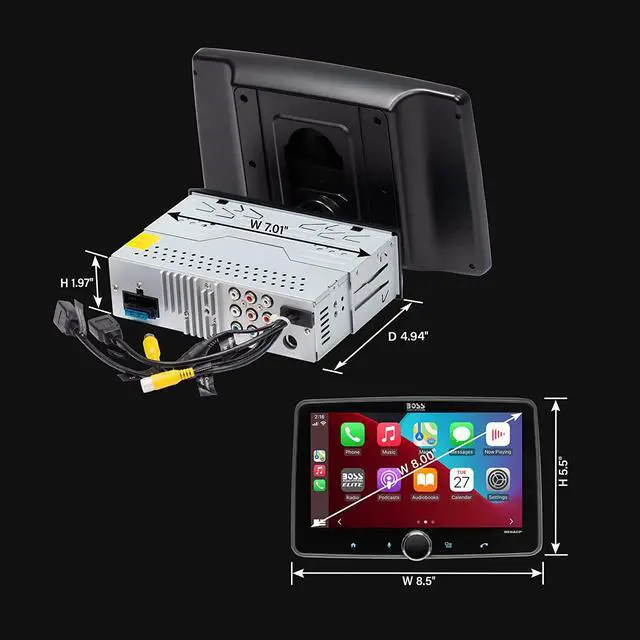 Alt view image 5 of 10 - BOSS Audio Systems Elite BE8ACP 1-DIN 8" Car Stereo, Apple CarPlay, Android Auto