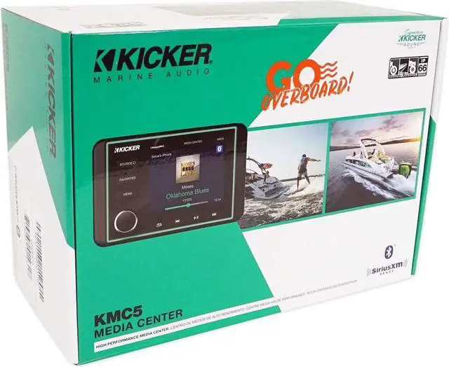 Alt view image 7 of 7 - Kicker 46KMC5 Marine Media Center, 240 Watt Bluetooth Gauge Boat Stereo Receiver