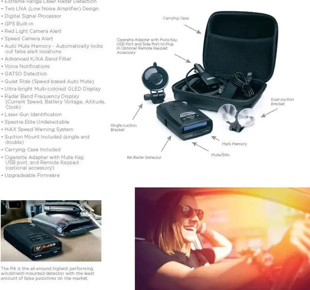 Alt view image 3 of 14 - Uniden R4 Extreme Long Range Laser/Radar Detector, GPS, Camera Alerts, Auto Mute