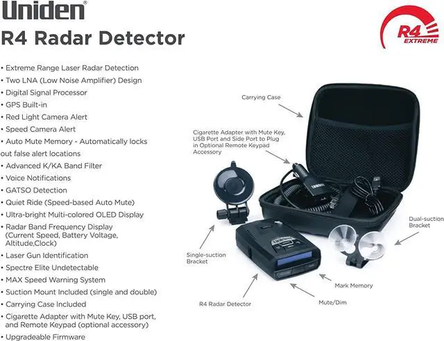 Alt view image 4 of 14 - Uniden R4 Extreme Long Range Laser/Radar Detector, GPS, Camera Alerts, Auto Mute