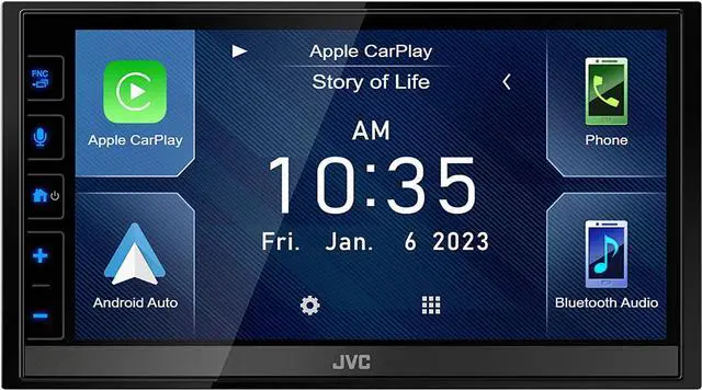 Alt view image 10 of 20 - JVC KW-M785BW Wireless Apple CarPlay Android Auto Digital Media Player, Double Din, 6.8 Inch LCD Touchscreen, AM/FM, Bluetooth, USB Port, iDatalink Maestro, SiriusXM, Class D Amp, Car Radio