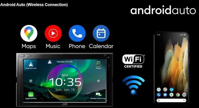 Alt view image 5 of 11 - JVC KW-M875BW 2-DIN Car Stereo, Wireless Apple CarPlay/AA, SXM, 13-Band EQ Radio
