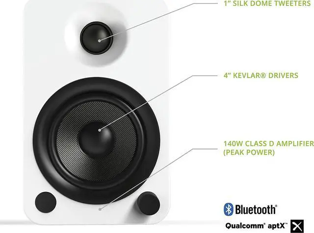 Alt view image 10 of 19 - Kanto YU4 Powered Bookshelf Speakers with Built-In Bluetooth - Pair (Matte White)