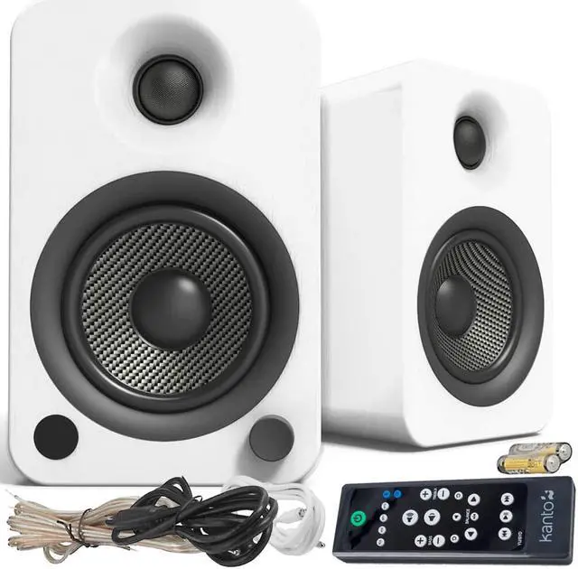 Alt view image 9 of 19 - Kanto YU4 Powered Bookshelf Speakers with Built-In Bluetooth - Pair (Matte White)