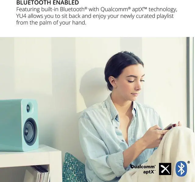 Alt view image 14 of 19 - Kanto YU4 Powered Bookshelf Speakers with Built-In Bluetooth - Pair (Matte White)