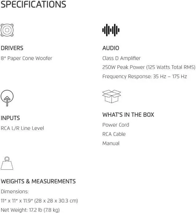 Alt view image 14 of 19 - Kanto SUB8 8-inch Sealed Powered Subwoofer, Matte Black