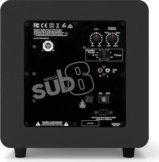 Alt view image 16 of 19 - Kanto SUB8 8-inch Sealed Powered Subwoofer, Matte Black