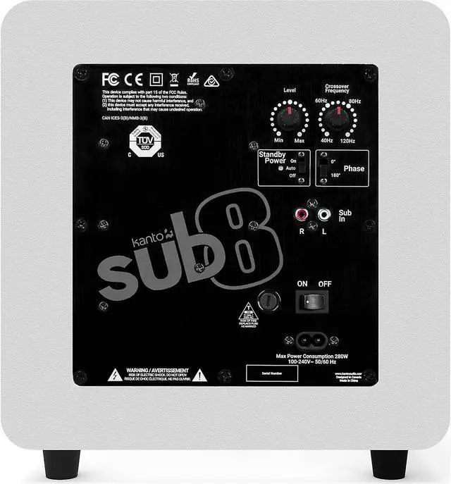 Alt view image 16 of 19 - Kanto SUB8 8-inch Sealed Powered Subwoofer, Matte Black White