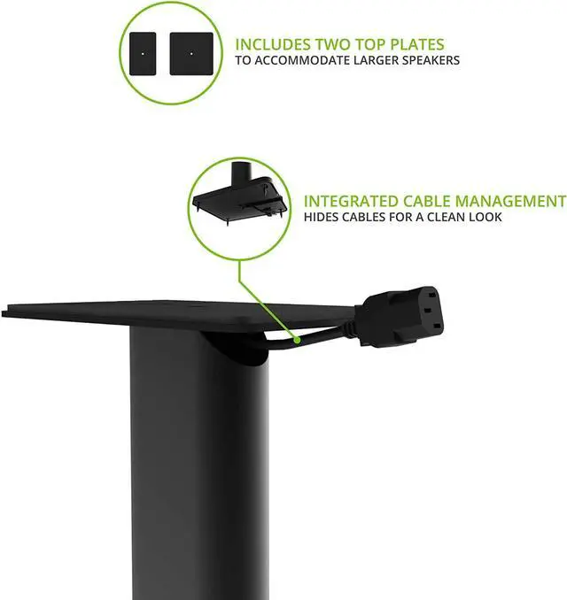 Alt view image 15 of 20 - Kanto SP26PL 26" Bookshelf Speaker Stands - Pair (Black)