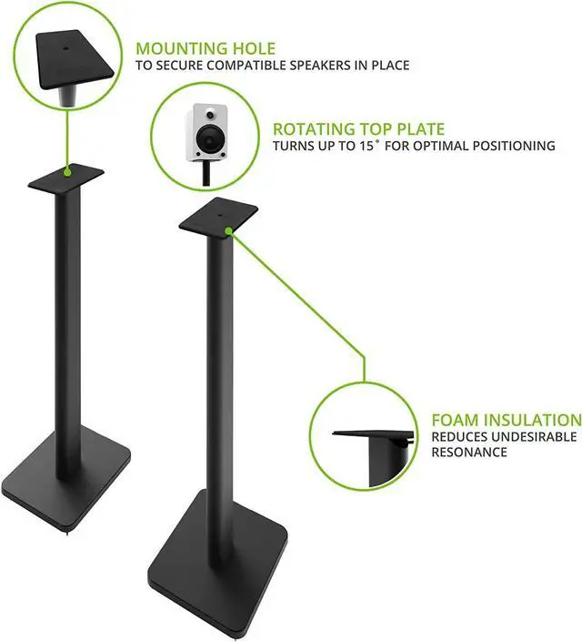 Alt view image 14 of 20 - Kanto SP26PL 26" Bookshelf Speaker Stands - Pair (Black)
