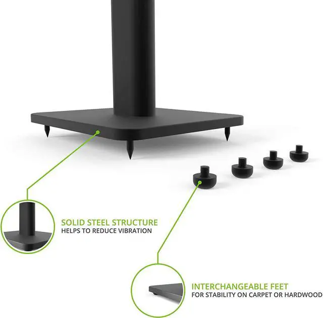 Alt view image 16 of 20 - Kanto SP26PL 26" Bookshelf Speaker Stands - Pair (Black)