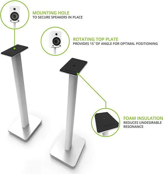 Alt view image 13 of 20 - Kanto SP26PL 26" Bookshelf Speaker Stands - Pair (White)