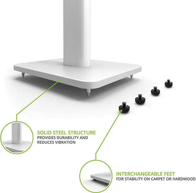 Alt view image 15 of 20 - Kanto SP26PL 26" Bookshelf Speaker Stands - Pair (White)