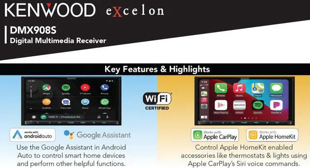 Alt view image 6 of 12 - Kenwood eXcelon DMX908S 7" Wireless Apple CarPlay/AA Receiver & DRV-N520 Camera