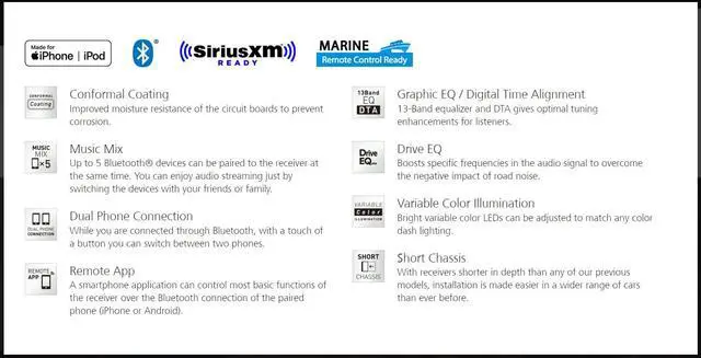 Alt view image 5 of 19 - Kenwood KMR-M332BT Marine Digital Media Receiver with Bluetooth
