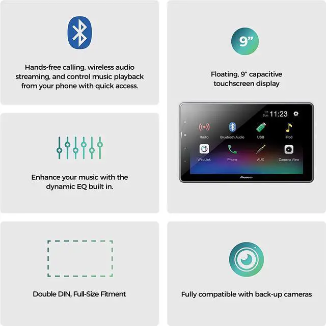 Alt view image 7 of 14 - Pioneer DMH-T450EX 9 Capacitive Touchscreen Digital Media Receiver