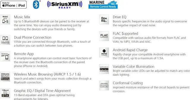 Alt view image 3 of 8 - Kenwood PKG-MR382BT Marine Audio Package: KMR-D382BT Bluetooth Stereo & Speakers
